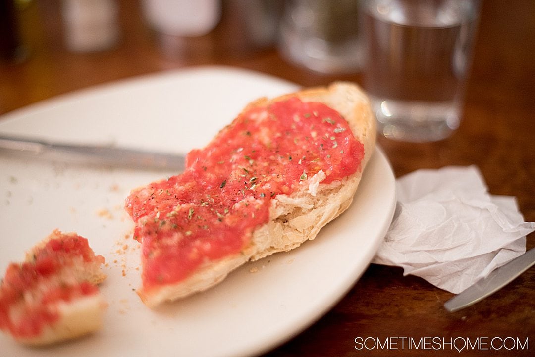 Tomato spread on bread in Barcelona
