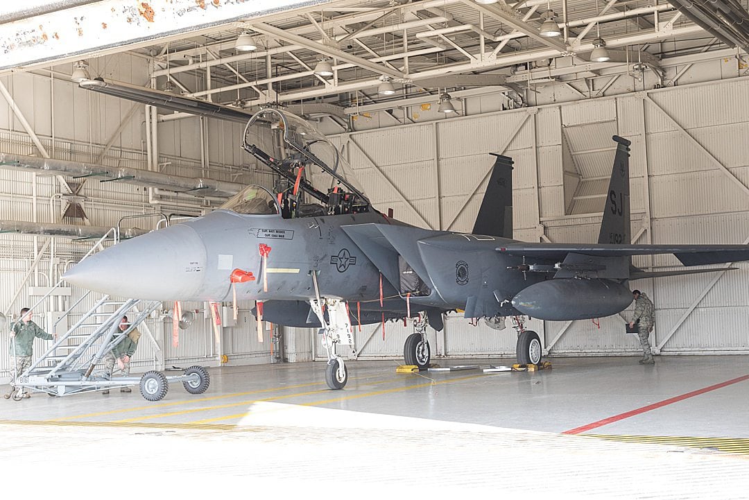 F-15E Strike Eagle fighter jet at Seymour Johnson Air Force Base