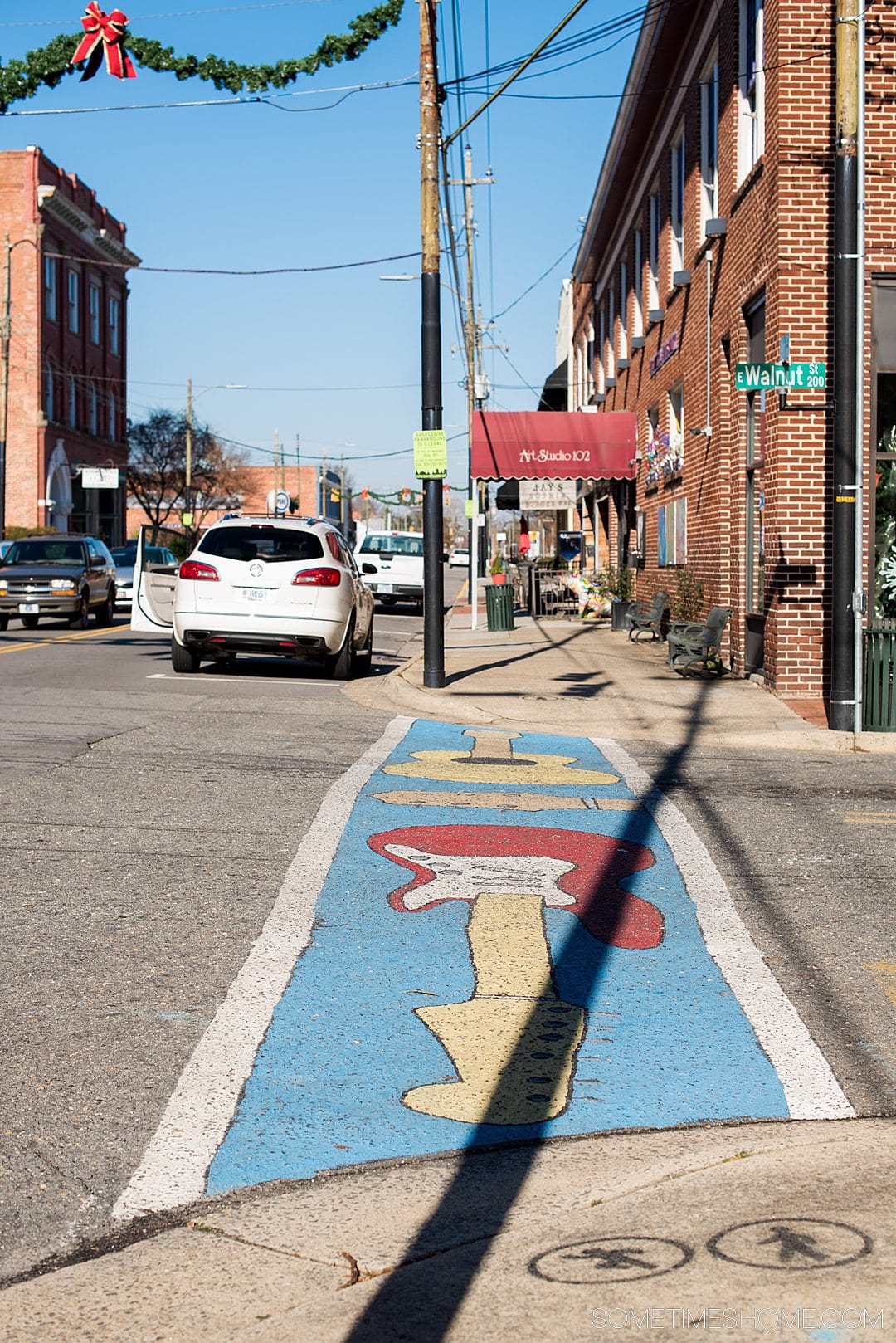 Guitar painted in a crosswalk