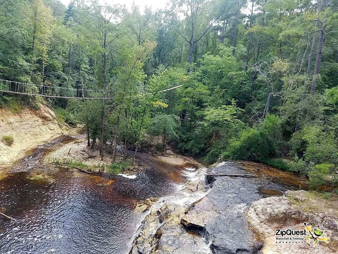 Carver's Falls waterfalls at the Zipquest ziplining adventure in Fayetteville, NC.