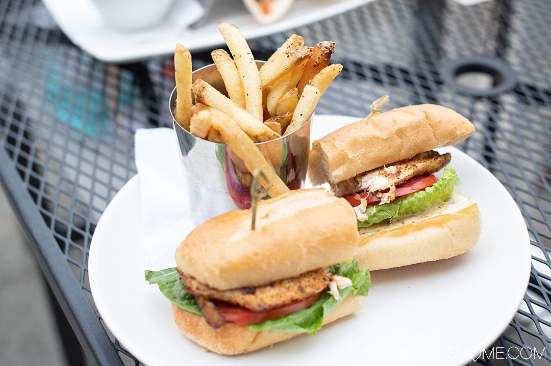 A fish sandwich and fries at one of the best seafood restaurants in the Outer Banks.