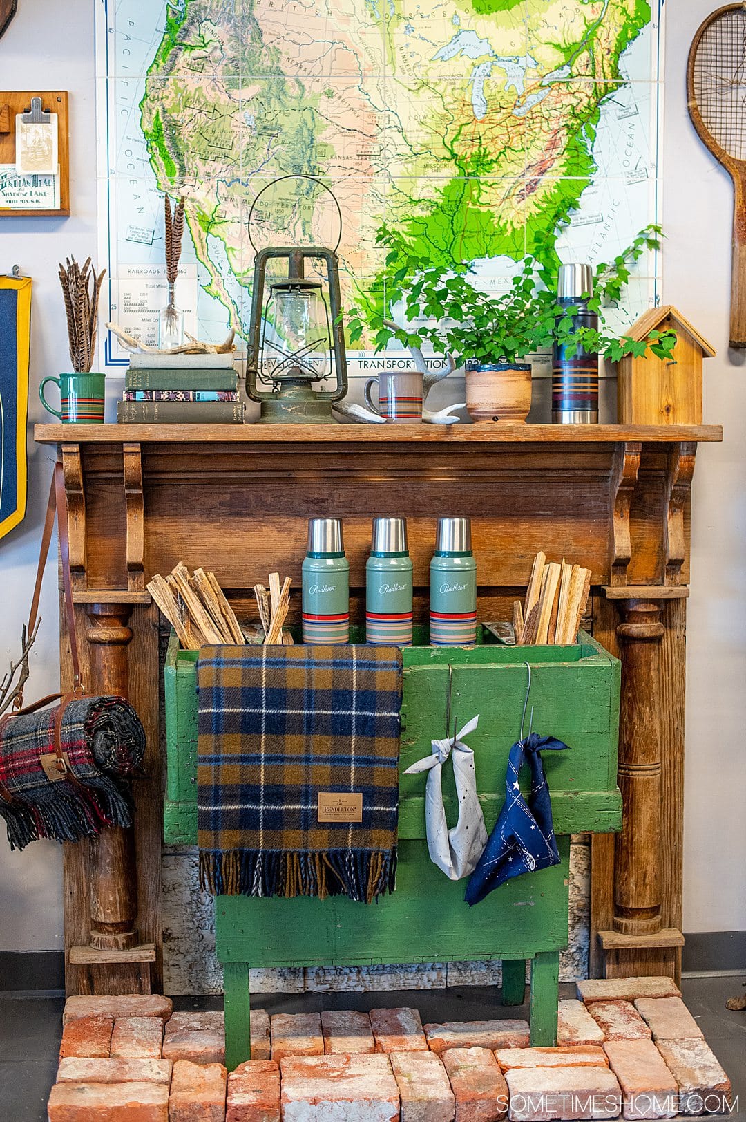 A camping set up for items for sale in Leclair's General Store in Fayetteville, NC