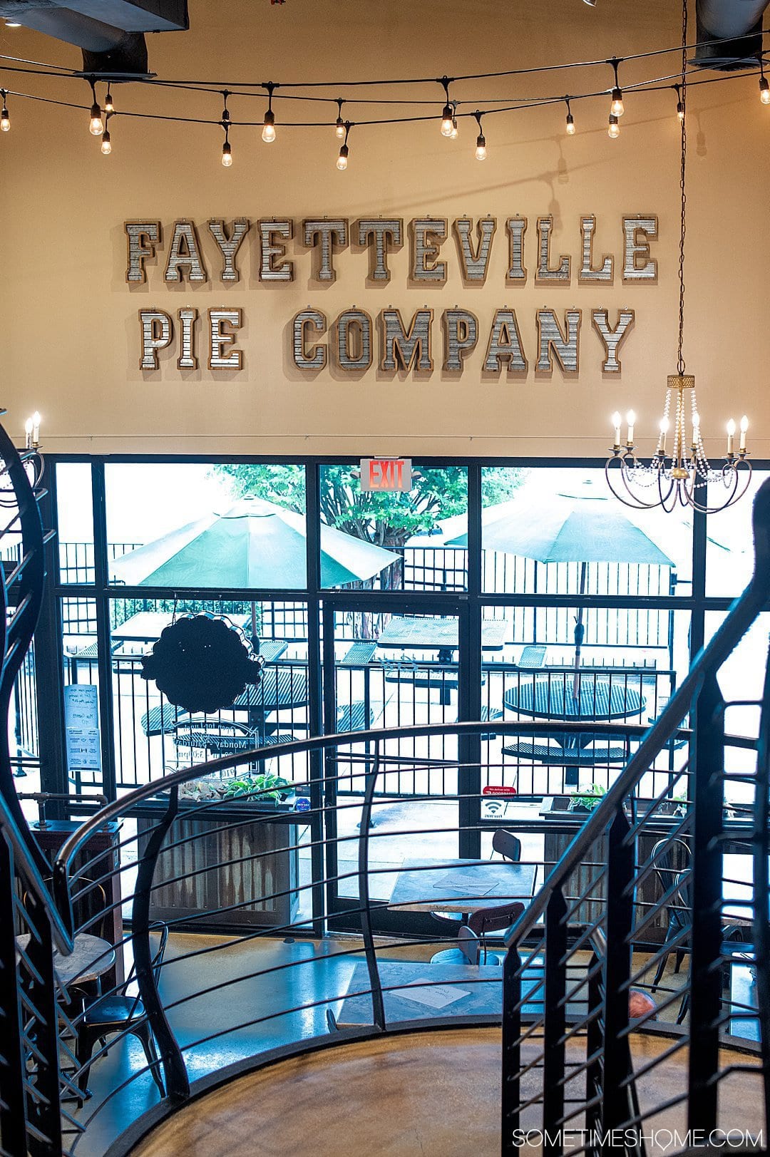 Interior view of the two-story Fayetteville Pie Company in North Carolina.