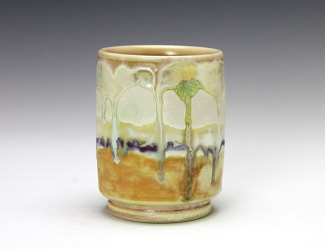 Handmade pottery cup from Seagrove NC artist, Bulldog Pottery, on Etsy.