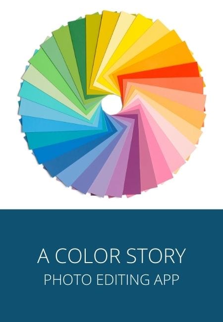 A Color Story photo editing app with a paper color wheel.