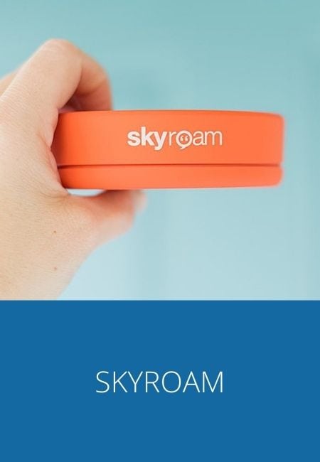 Orange Skyroam Pocket Wifi device.