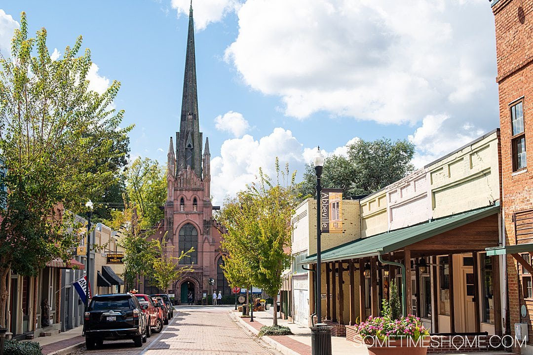 Gothic church at the end of Trinity Street in downtown Abbeville, South Carolina.