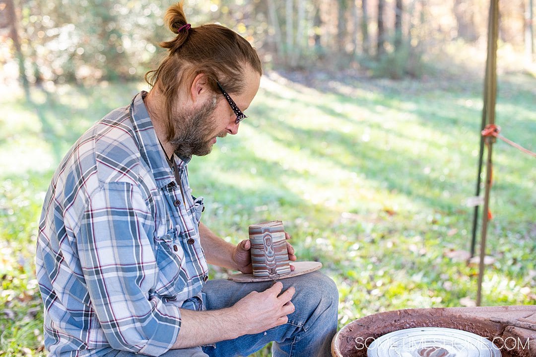 Artist Eck McCanless creating Seagrove Pottery in NC.