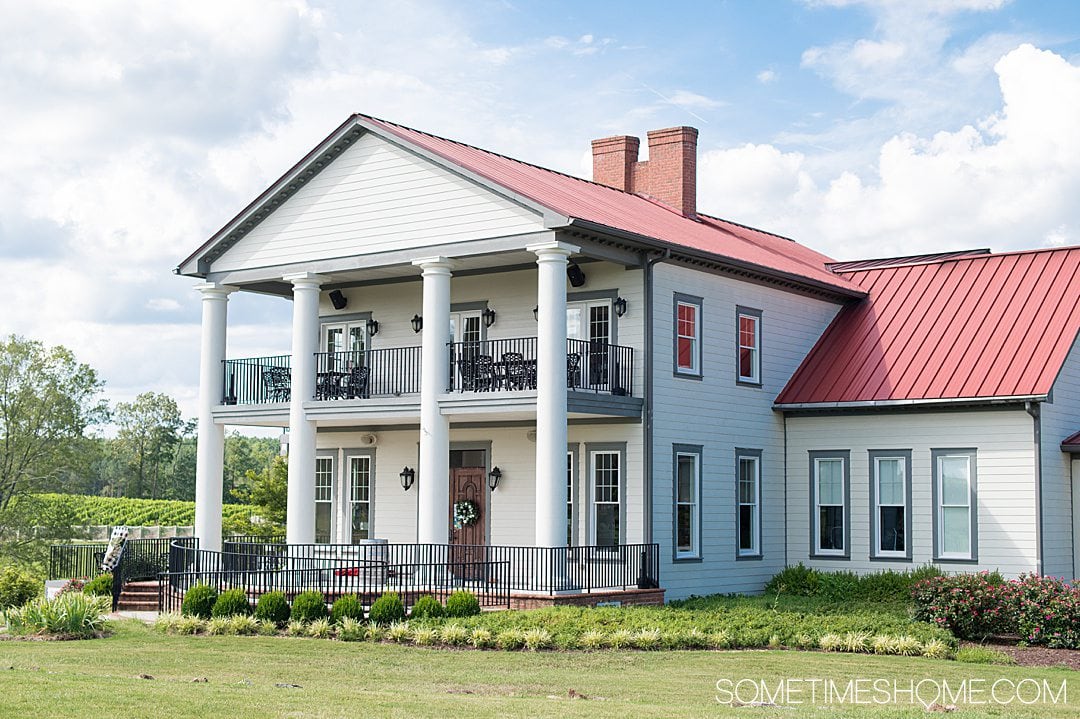 Rosemont vineyard wine two-story house with balconies on both floors in Virginia.