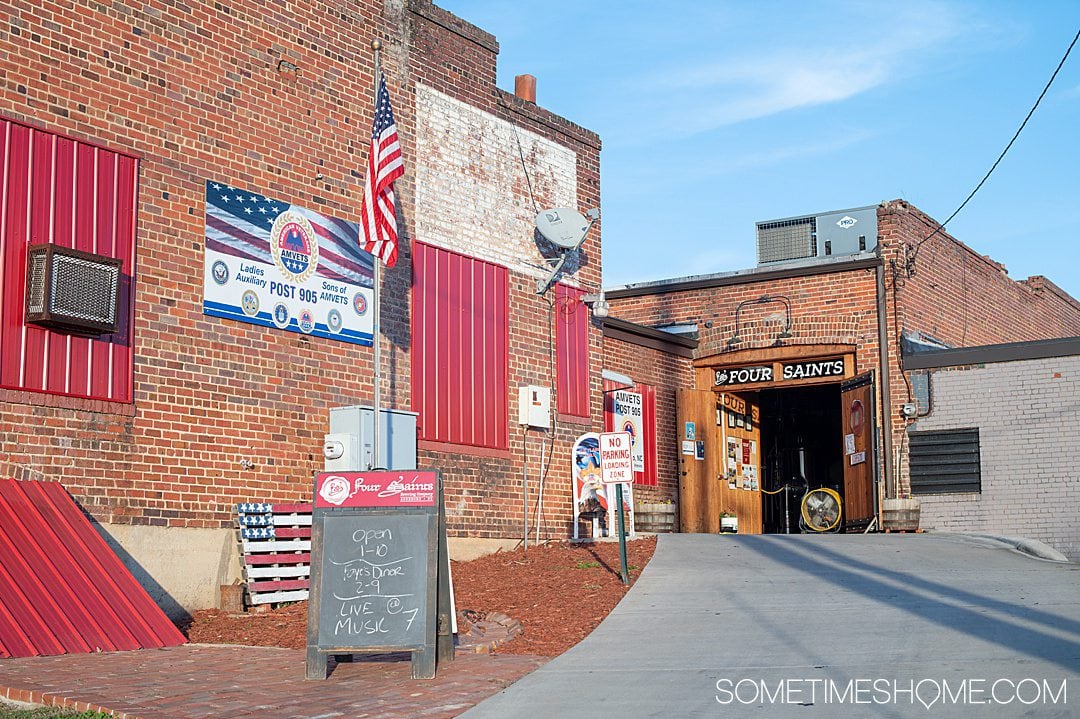 Entrance to a brewery in Asheboro, NC, Four Saints.