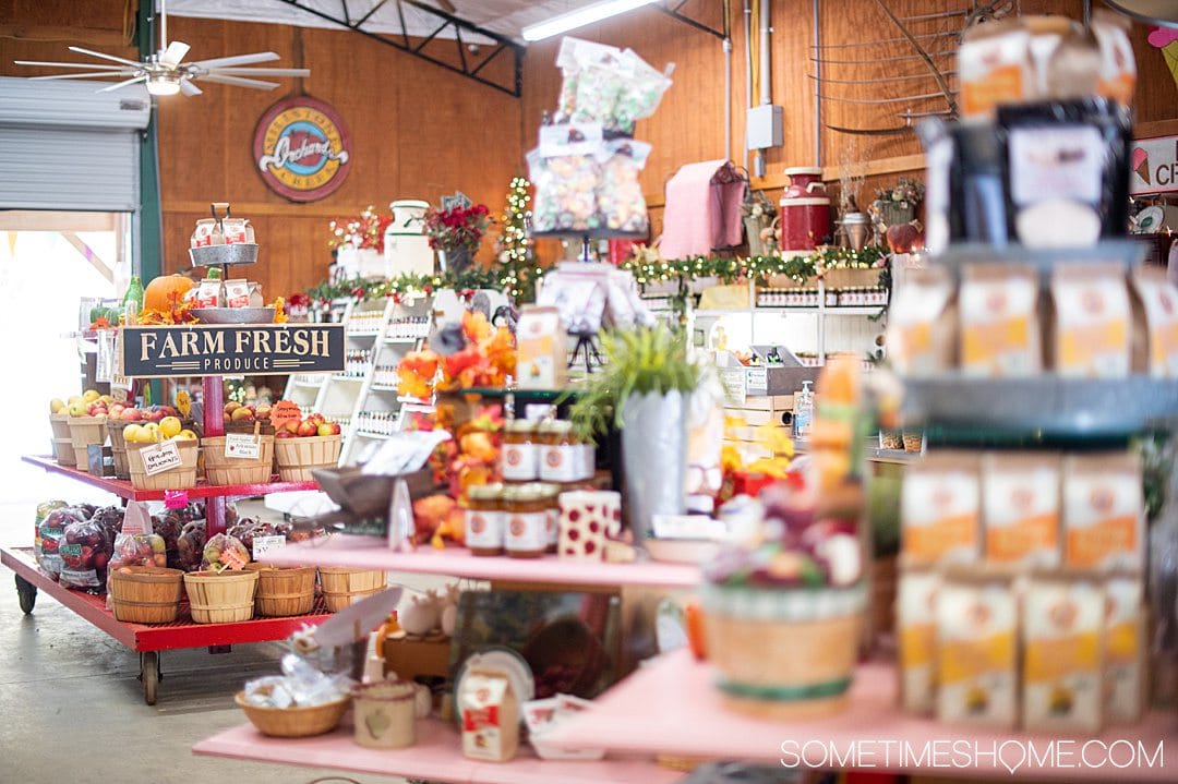 Inside of an orchard shop at Millstone Creek Orchards in North Carolina.