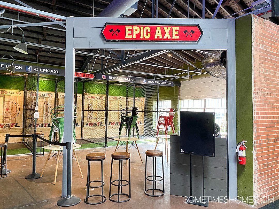 Epic Axe game and entertainment option inside Morgan Street Food Hall in Raleigh, NC.