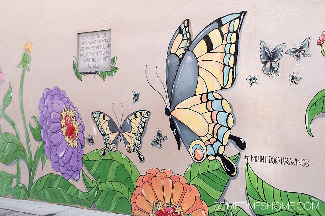 Find out the best things to do in Mount Dora, like seeing this colorful butterfly mural.