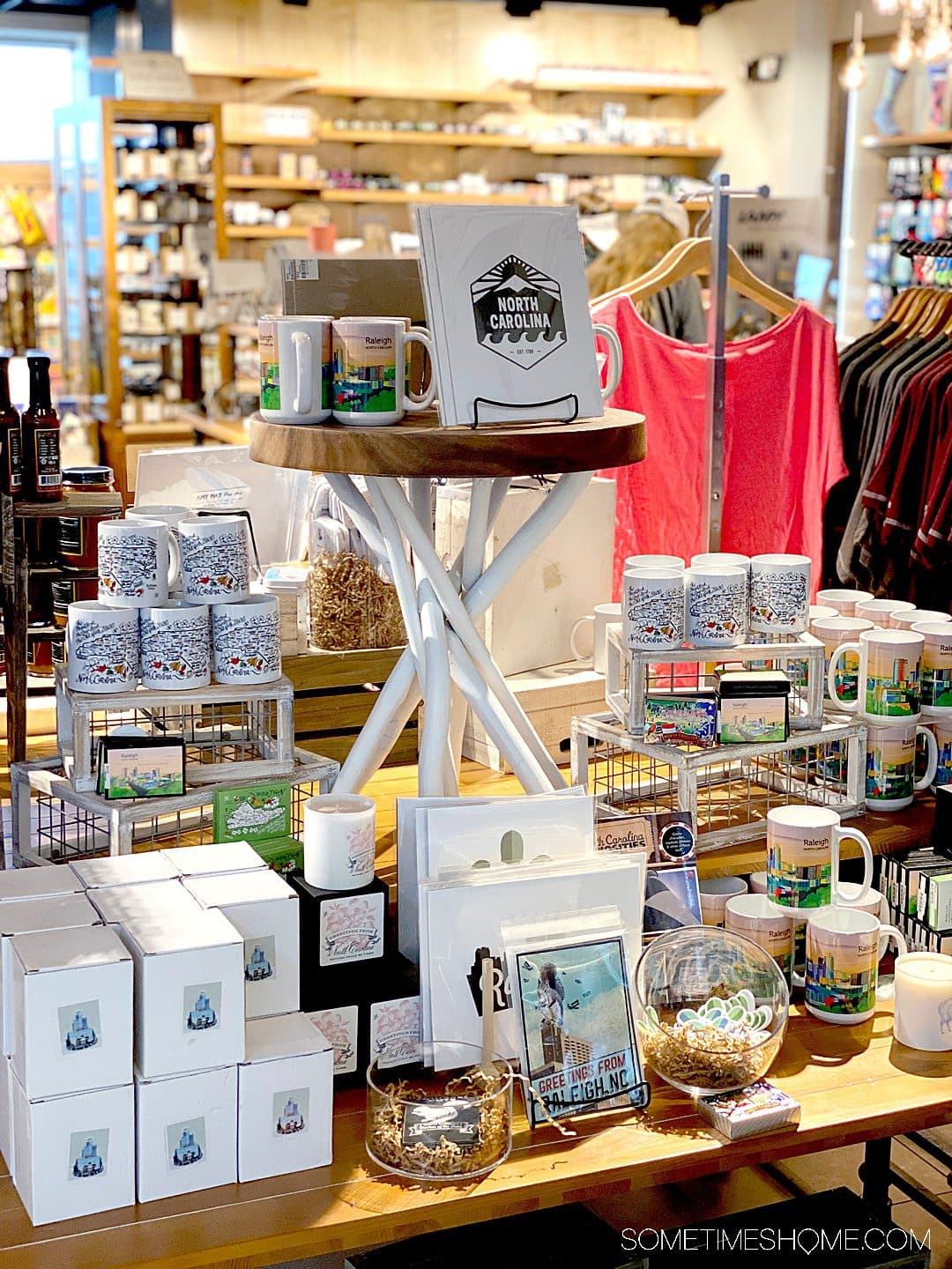 Display shelf inside shop Root and Branch inside RDU airport Terminal 2.