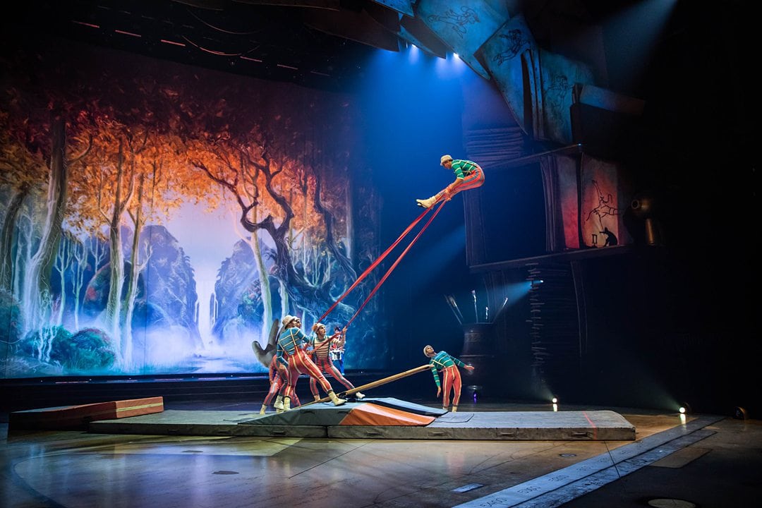 Act during Cirque du Soleil Drawn to Life, an ode to the rubber band fights animators used to have in the studio.