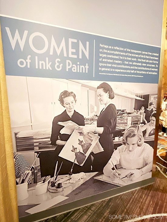 Women of Ink & Paint wall inside the Cirque du Soleil theater at Disney World.