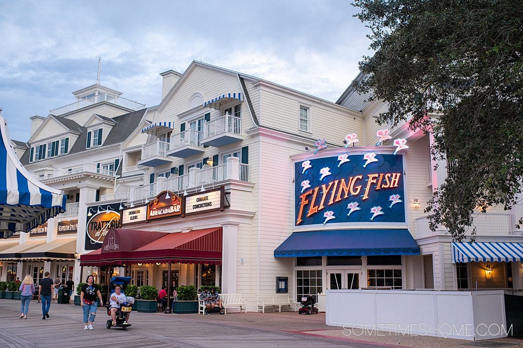 Flying Fish restaurant and AbracadaBar next door, great Adult Things to Do on Disney's BoardWalk.