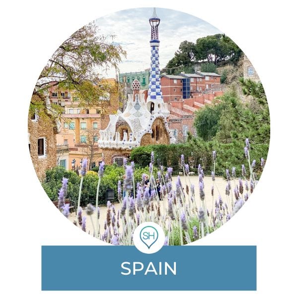 Spain category post on Sometimes Home travel blog with a picture from Parc Guell.