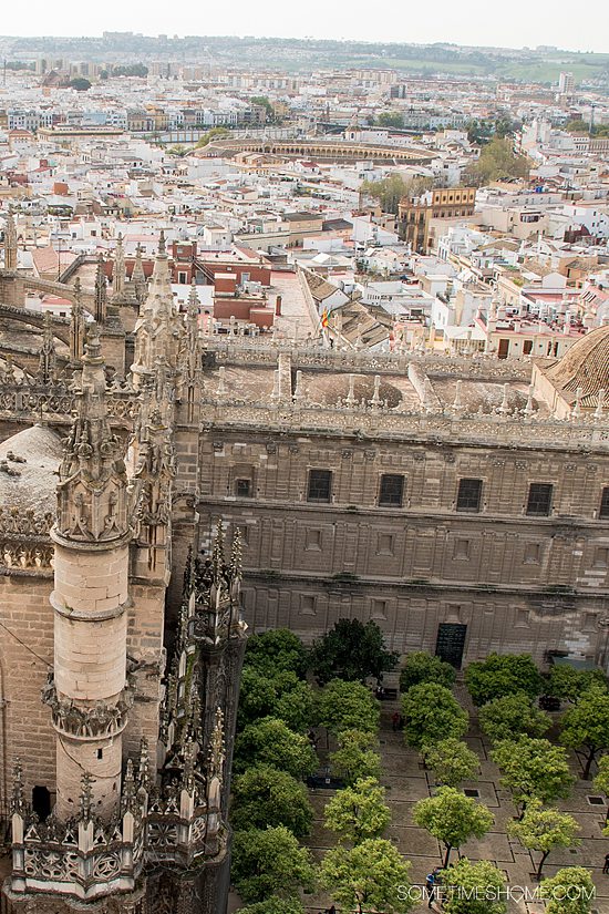 Aerial view looking down on Seville, one of the best cities in Spain.