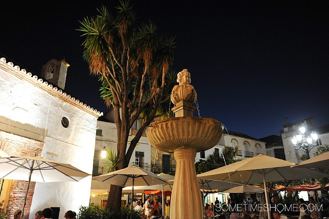 Orange square in Marbella at night, one of the best cities in Spain.
