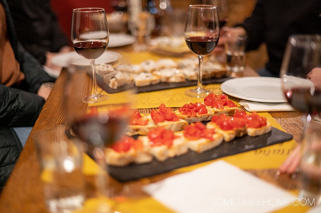 Plates of apertivos during a Florence food tour.