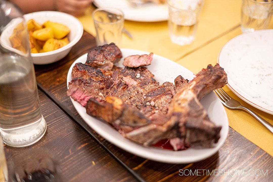 Plate of Florentine steak during a Florence food tour. 