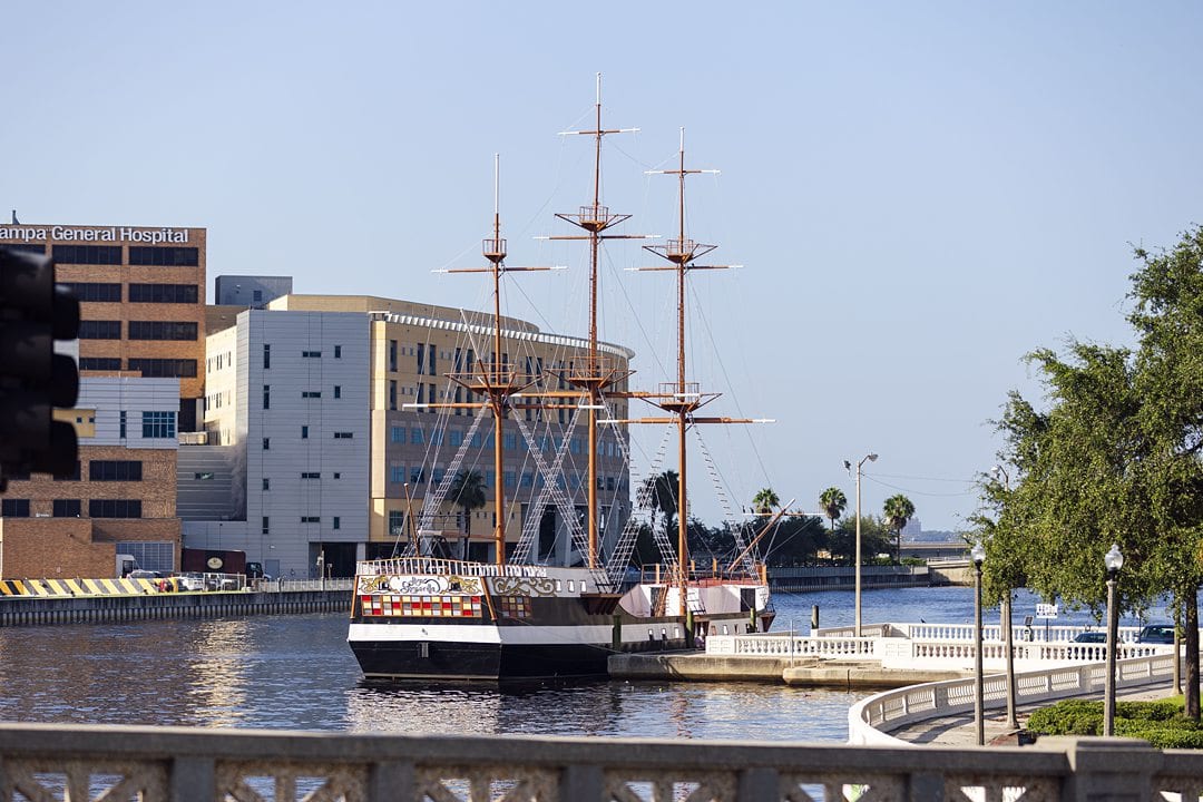 Pirate boat in Tampa Bay for Gasparilla Festival.