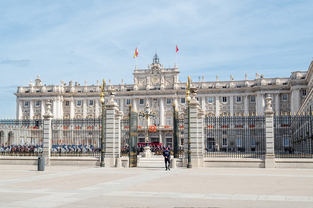 Royal Palace of Madrid facade during an official ceremony in Spain.