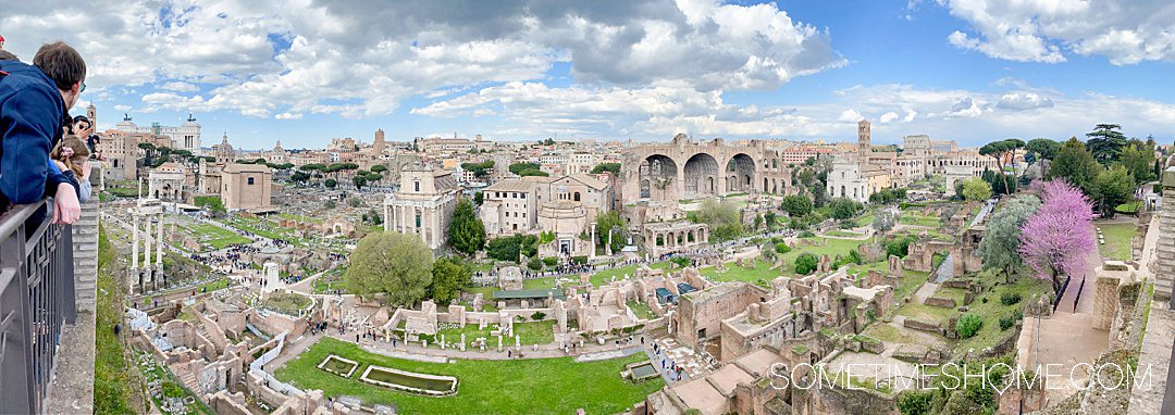Overview of the Roman Forum from Palantine Hill, both Rome landmarks.
