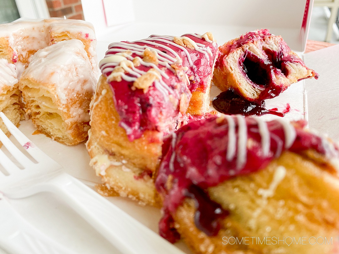 Looking inside at the filling of donuts from Five Daughters Bakery in Franklin, TN. 