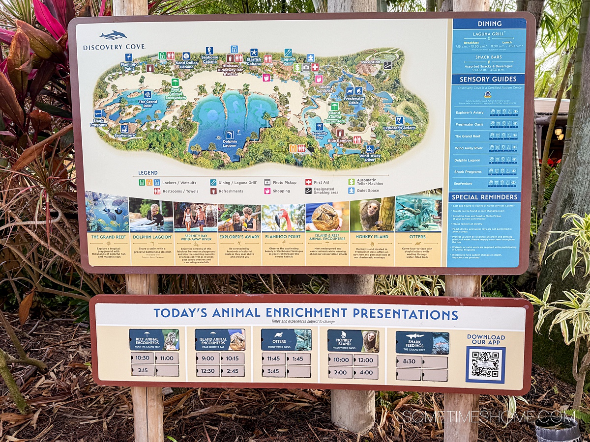 Map of the theme park at Orlando's Discovery Cove.