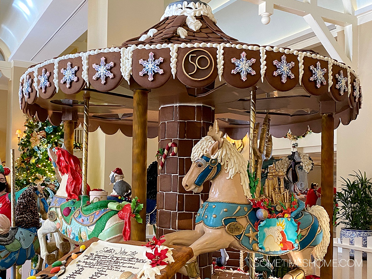 Gingerbread and sugar art carousel with horses.